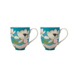 Maxwell & Williams Lotus Mug - Aqua - 350 Ml - Pack Of 2
