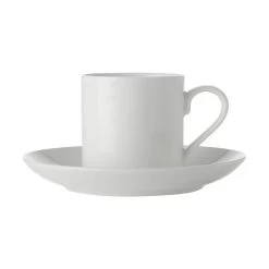 Maxwell & Williams Basic White Straight Demi Tasse Cup & Saucer, 4 Pack