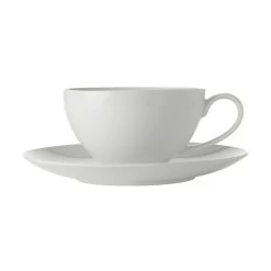 Maxwell & Williams Basic White Cappuccino Cup & Saucer, 4 Pack