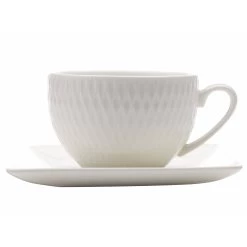 Maxwell & Williams Diamonds Square Demi Tasse Cup & Saucer - White - 8 Pack
