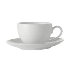 Maxwell & Williams Basic White Coupe Demi Tasse Cup & Saucer, 4 Pack