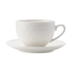 Maxwell & Williams Diamonds Round Demi Tasse Cup & Saucer - White - 4 Pack