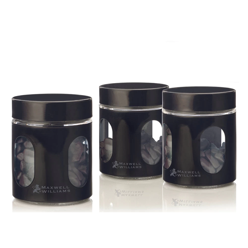 Maxwell & Williams Cosmopolitan Canister - Set Of 3 - Black - 2 Pack 3 Maxwell & Williams Cosmopolitan Canister - Set Of 3 - Black - 2 Pack
