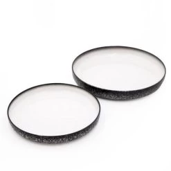Maxwell & Williams Granite Porcelain Serveware Set With 2x High-Rim Platters, 28cm And 33cm - Caviar