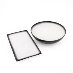 Maxwell & Williams Granite Porcelain Serveware Set With 34cm Rectangle Platter And Serving Bowl - Caviar