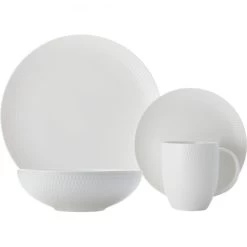 Maxwell & Williams White Basics Diamonds Coupe Dinner Set, 16pc